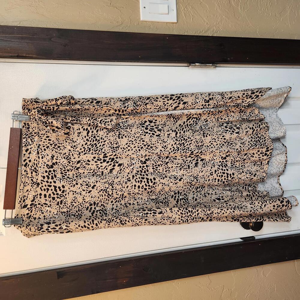 Maurices Beige and Black Animal Print Wrap Skirt